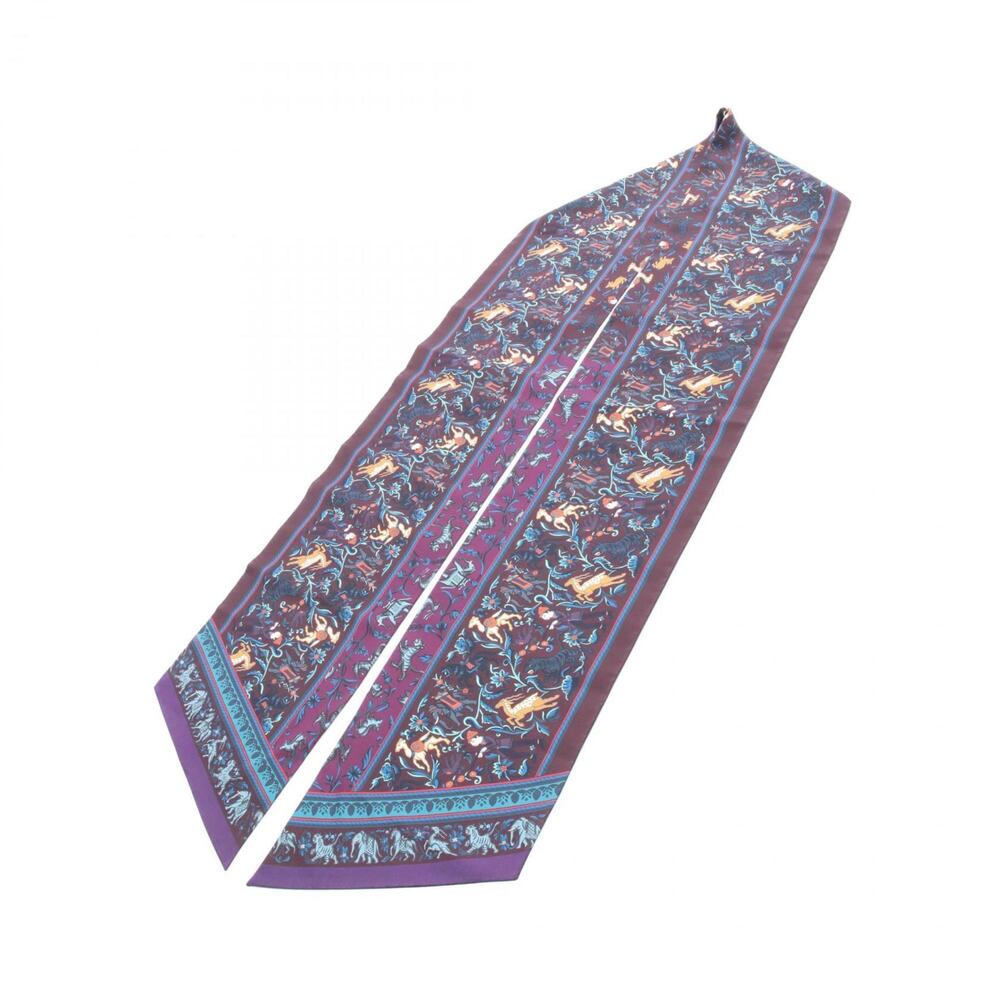 HERMES Authentic Brown Silk Scarf - Picture 3 of 5